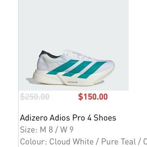 Adidas Adizero Pro 4 in White and Teal